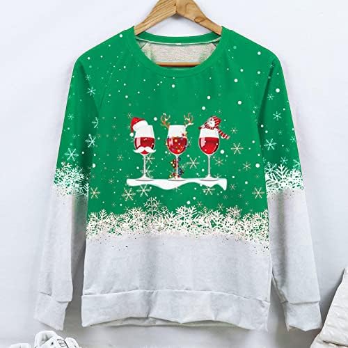 Коледни Модерни Ежедневни Блузи за Жени, Всекидневни Пуловер с цветни Блокчета, Свитшоты с Дълъг Ръкав, Ризи