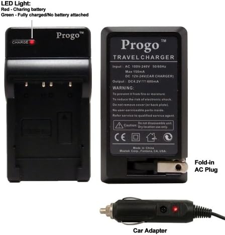 Зарядно устройство Progo BP-808, зарядно устройство 110/220 В с вградена розетка и автомобилен адаптер. Съвместим