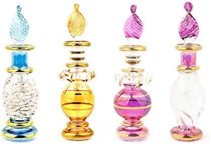 Миниатюрни Флакони за парфюми от египетски бластване стъкло, на Едро комплект от 12 флакона е с размер 2 инча
