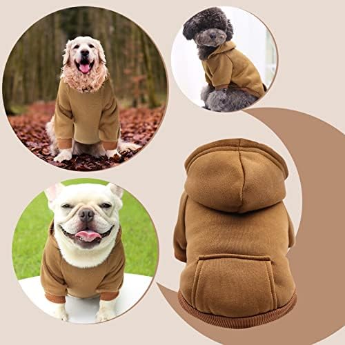 Hoody за кучета с джоб - Есен-Зима Топъл, мек вълнен плат Пуловер, Облекло за Кутрета за Малки до Средни Кучета,