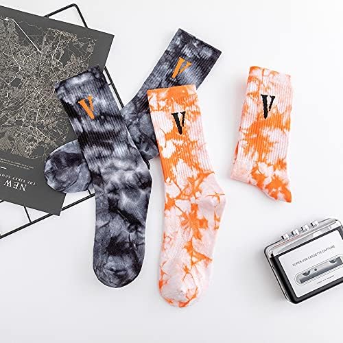 Чорапи с буквата V Унисекс, Черни, Оранжеви, Големи, V-образни Чорапи, Памучни Чорапи със Средна дължина, Чифт
