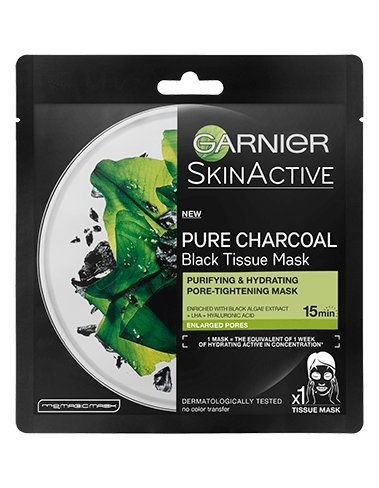 Тъканта маска Garnier SkinActive Pure Charcoal Black 28 g (2 опаковки)