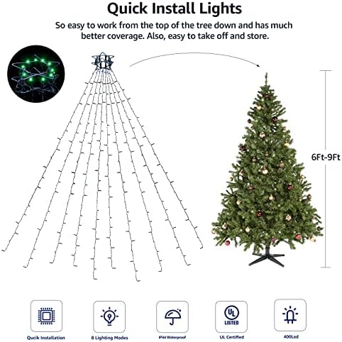 Светлините на Коледната елха Коледни светлини на открито на закрито 400Led 9,84 фута 10 Линии Коледни светлини