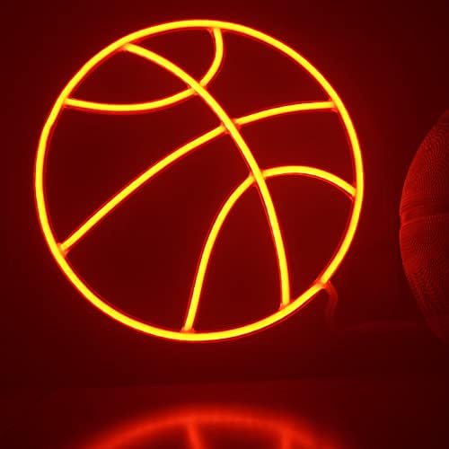 Баскетболно Неонова реклама, Баскетболни Led Неонови Надписи 11,8 × 11,8 Инча, Естетичен Декор, Неонови Светлини
