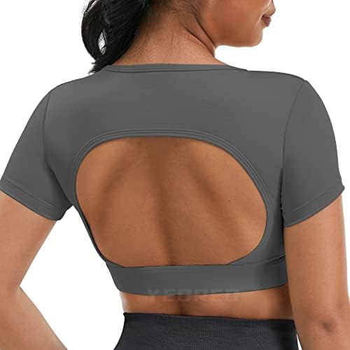 YEOREO Ванеса Женска Тениска с Отворена на гърба, Скъсяване на Върховете с Подвижна Подплата, Тренировочная
