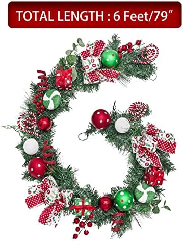 Коледен Венец, Венец, Цена на комплект (2 бр) | Традиционната Червено-Бялата Тема, 24-инчов Коледен Венец от