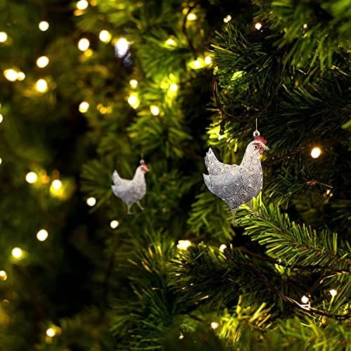 Светлинен Пиле с Шал Коледна Украса Led Знаци на Семейството Пиле, Коледна Елха, Висящи Украшения със Светлина,