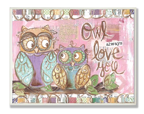 Стенни правоъгълна табела в пастелни цветове за детска стая от Stupell Owl Always Love You