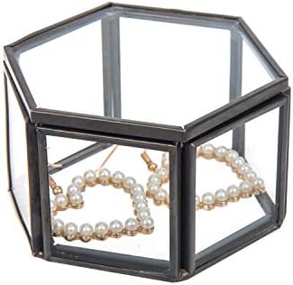 Feyarl Малка 3,14 инчов Златар Финансирани Стъклена Кутия за Декоративни Пръстен Кутия За Обеци Запазен Цветен