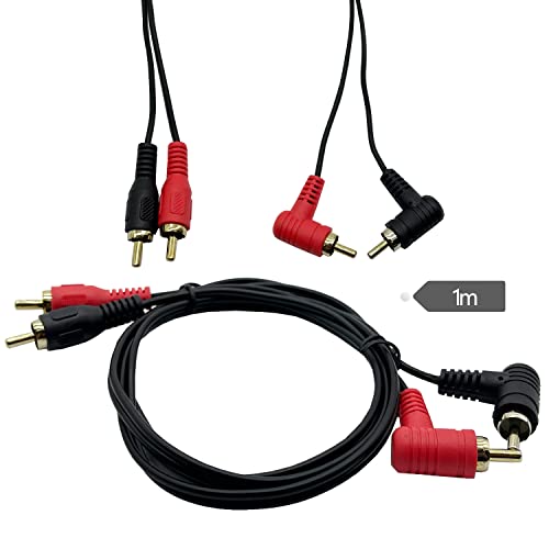 Аудио кабел Traovien RCA Кабел 2RCA, на 90 градуса от 2 штекеров до 2 штекерам RCA Стерео Аудио кабел аудио Кабел от 1 м / 3 фута (RCA куплунга, а Директно към штекерному извивката н?