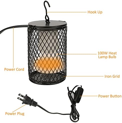 Керамични Топлинна Лампа с Абажуром, Инфрачервен Излъчвател на топлина за Влечуги с Мощност 100 W, Лампи-Нагреватели