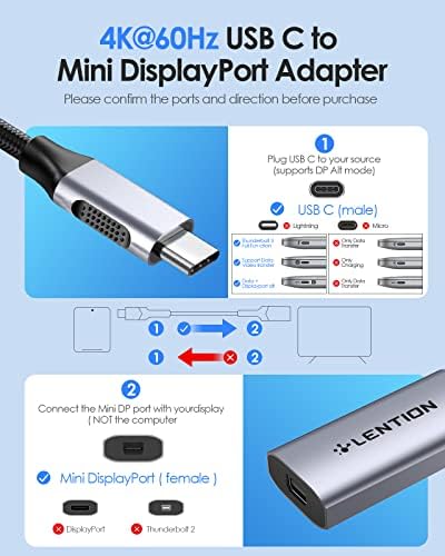 Адаптер 4K @ 60Hz C USB към Mini DisplayPort / digital AV адаптер USB C до 4K, HDMI, Thunderbolt адаптер 3 към
