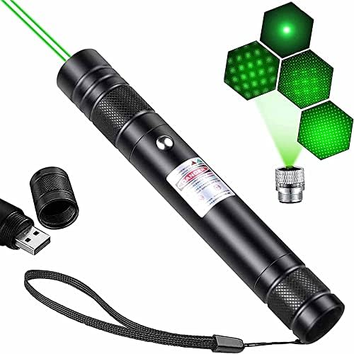 YJOO Зелен Лазер фенер, която се презарежда от USB, с Звездообразной капак, Регулируем Фокус, Подходящ за Projecto