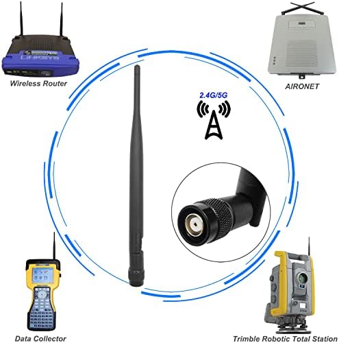 RP-TNC Штекерная WiFi Антена 2,4 Ghz / 5 Ghz Омни дву-бандова антена 5dBi, Съвместими с Роботизирани тахеометрами