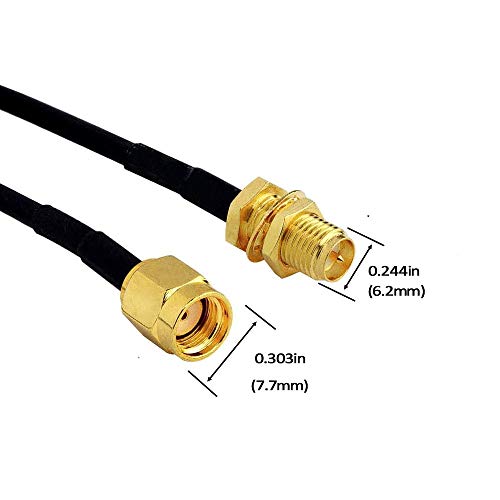 CORONIR 10 фута RP-SMA Коаксиален удължителен кабел с жак между Мъжете и Жените за Моста Рутер на Безжична локална