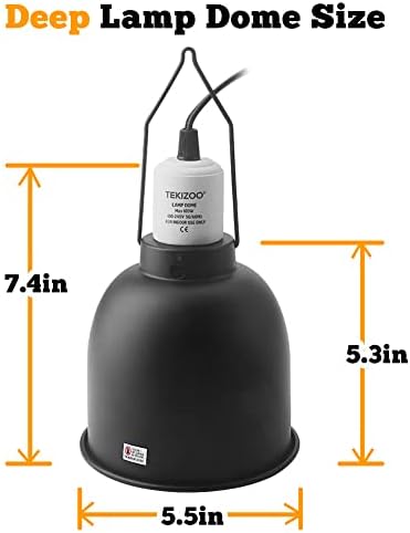 Лампа за Влечуги с Дълбок Светлинен Купол TEKIZOO 5,5 См, Алуминиев Оптичен Рефлектор