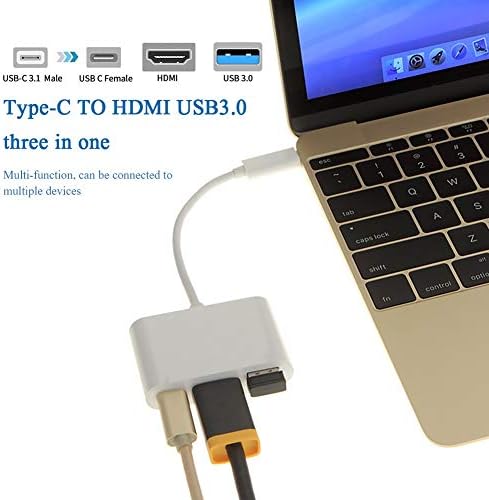 SXDS 3 в 1 C USB Хъб PD USB 3.0 Многопортовый USB адаптер 3.1 Тип C Штекерно-съвместим адаптер (Цвят: бял-Плодов