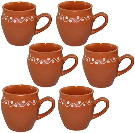 Creativegifts Керамични чаши Kulhar Kulhad от 6 теми, Традиционна индийска чаша за чай (2,7x2,2 инча) (K-11)