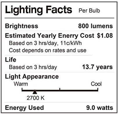 Led лампа LUNO A19 без регулиране на яркостта, 9,0 W (еквивалент на 60 W), На 800 Лумена, 2700 К (мека), Средна