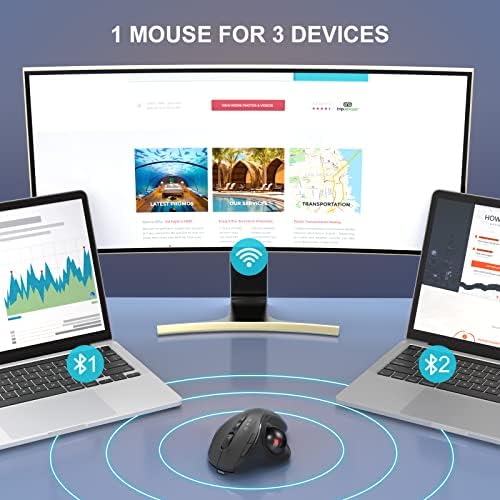 безжична трекбольная мишката seenda - Ергономичен дизайн с перезаряжаемыми мишки-роллерами 2,4 G, Bluetooth,