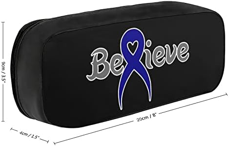 Лентата за рак на дебелото черво Cancer Believe молив случай за Моливи от Изкуствена Кожа, Чанта за Писалки