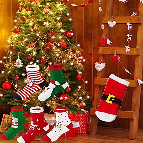 Коледни чорапи, 6 Двойки Есенно-Зимните Празници Топли Памучни Чорапи за децата, Коледна Екип, Цветни Чорапи-Чехли,