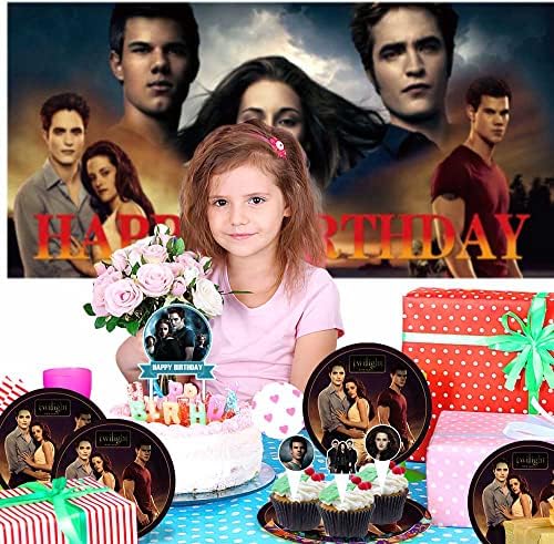 The Twilight Party Доставя Украса за Рожден Ден Чинии Балони Банер Топперы За Торта Пластмасови Прибори за хранене