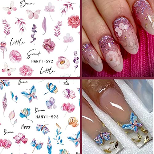 YOSOMK 8 Листа, Стикери за дизайн на ноктите с цветове, Очарователна Стикери за нокти с Маргаритками, Пролетни
