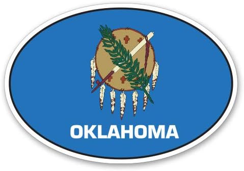 GT Graphics Овалния Флаг на щата Оклахома - Vinyl Стикер Водоустойчив Термоаппликация