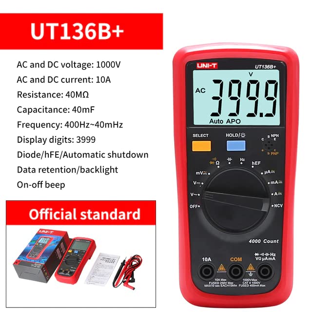 UNIT UT136B + Мултицет Цифров мултицет Тестер AC Волтметър DC Амперметър Ω капацитет за Диоди HFE/Транзистор
