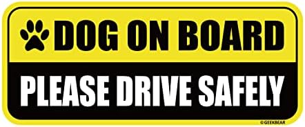 Авто магнит GEEKBEAR с куче на борда (жълто / черно) - Отразяваща Водоустойчив Здрав магнитен знак - 8,7 х 3,5