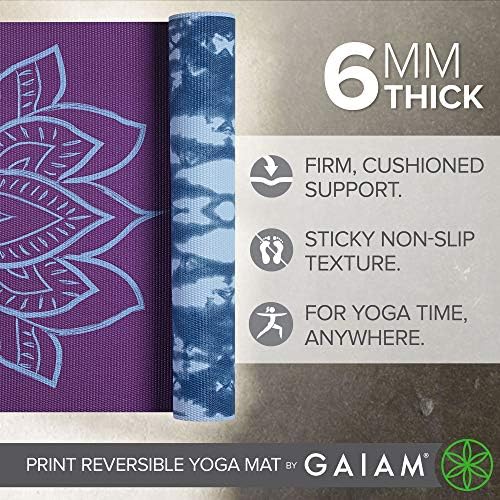 Gaiam килимче за йога - Премиум клас с реверсивным принтом с дебелина 6 мм, много дебел нескользящий подложка