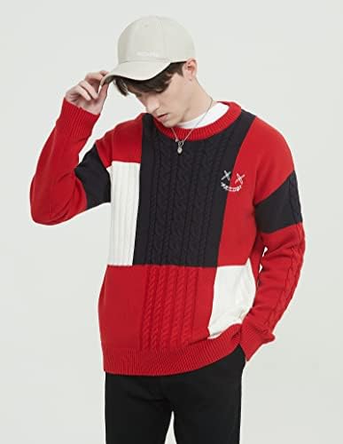 GOLYOY Пуловери за Мъже с Кръгло деколте, Технологичная Облекло в стил Хип-Хоп, Мозайка, Многоцветен Пуловер