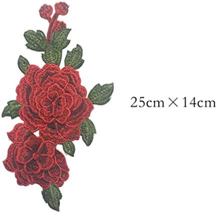 KESYOO Червени Цветя 3D Бродирани Ленти Железни Апликации на Цветя Рози Шевни Ленти за Дрехи за Жени Сватбена