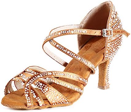 HIPPOSEUS/Дамски Обувки за латино танци балната зала с кристали, Модерни Вечерни обувки за Танго и Салса, Ток