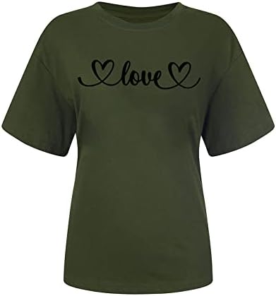 Дамска Лятна Есенна Тениска, Дрехи с Къс Ръкав, Памучен Тениска с Изображение на Сърце и Любов, Графична Тениска