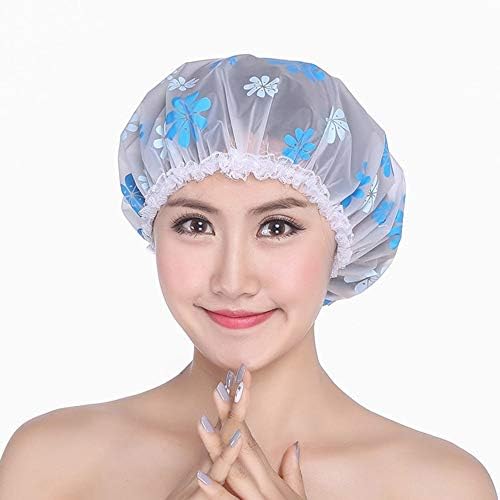 PULABO Практичен дизайн и издръжливост 2 бр. пластмасов водоустойчив шапка за душ, шапки за баня с шарките на