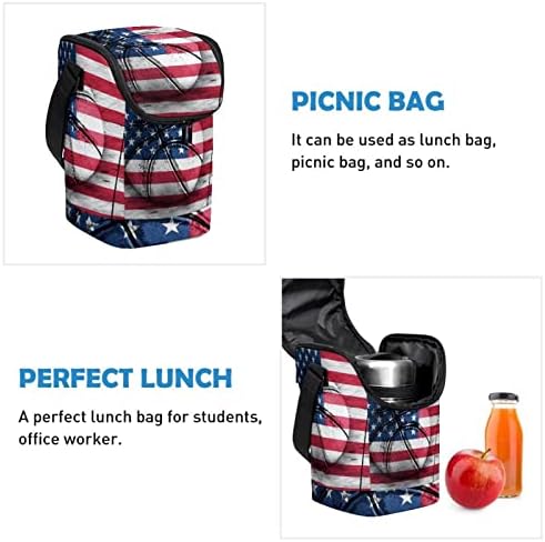 Дамски Чанта за обяд GUEROTKR, Кутия за Обяд за мъже, Мъжки Кутия за Обяд, Баскетбол модел с флага на сащ в