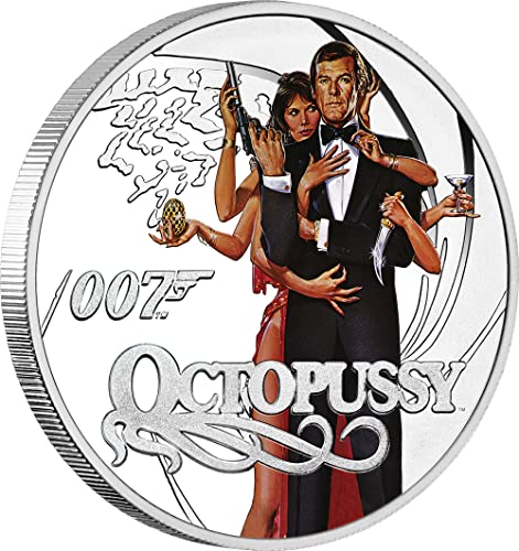 2022 ДЕ Джеймс Бонд 007 PowerCoin Осьминожка Агент 007 Сребърна Монета От 50 Цента Тувалу 2022 Доказателство