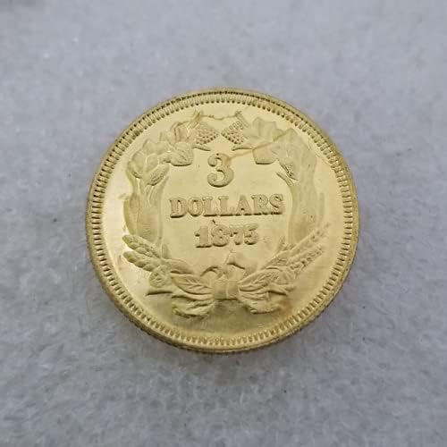 Kocreat Копие 1875 Либърти Морган Златна Монета 3 Долара-Сувенирни Монети на САЩ Щастливата Монета Скитник Монета