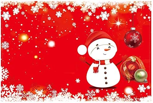 Коледни Салфетки Ginphan, Комплект от 4 Ленено Червени Черги под формата на Снежен човек, за украса на Коледни