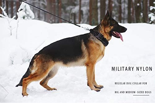 Регулируема Тактически Нашийник за кучета Herpet, Военна Найлон Сверхпрочная Метална Тока с дръжка за Управление,