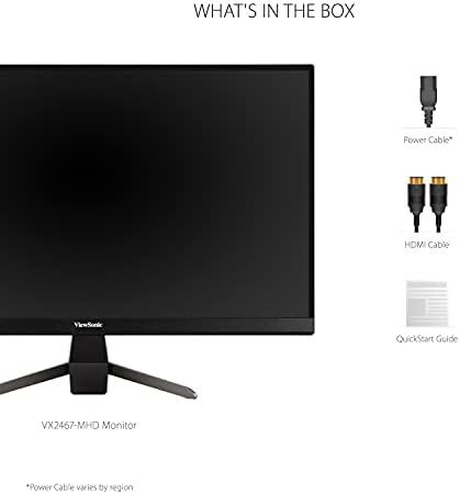 ViewSonic VX2467 - Гейминг монитор с резолюция 24-инчов 1080p резолюция MHD, честота 75 Hz, 1 мс, ультратонкими