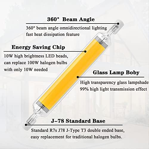 7 Опаковки led лампи R7S висока яркост 78 мм, 10 W, Двустранни лампи R7s, Линейна тръба J78 J-Тип 120 В, на