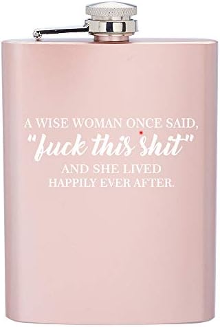 Фляжка от неръждаема стомана розово злато обем 8 унции с фуния Wise Woman Смешни