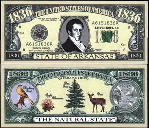 Комплект от 10 банкноти -Банкноти в щата Арканзас 1836 г.