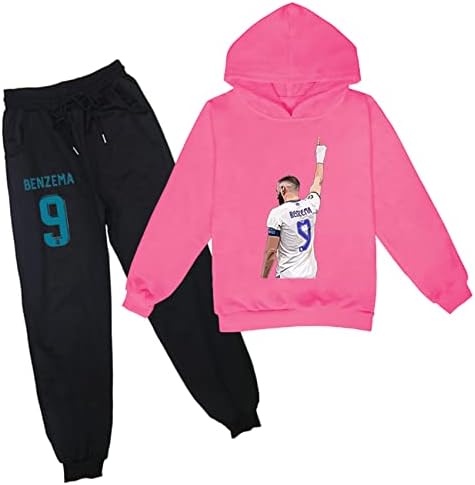AteeCP Benzema, Комплект спортни облекла от 2 теми, на Новост, Памучен Лека Hoody с качулка и Панталони за Момчета