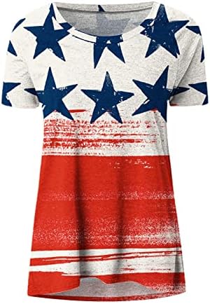 Comigeewa Тениски с къс ръкав за момичета, Върхове със Звездна принтом Ден на Независимостта на САЩ, Тениски