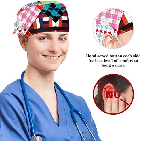 Работна шапчица с плодов модел, регулируем шапчица-търкане с бутони и бантиком, ластикът за коса за медицински сестри и лекар
