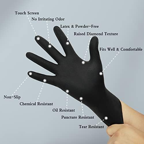 Черни Ръкавици за Еднократна употреба, Нитриловые Ръкавици Без латекс и прах, 50 БР в кутия, 8 Mils, Нитриловые